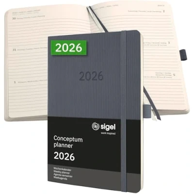Afbeelding van SIGEL C2636 Wochenkalender Conceptum 2026, ca. A5, , dunkelgrau: Agenda Conceptum, Classic, Softcover