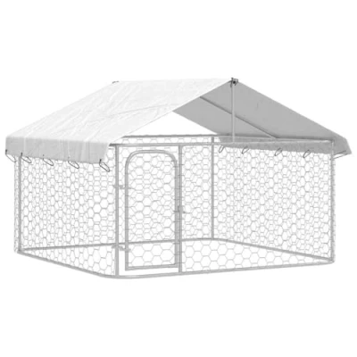 Afbeelding van vidaXL Kennel buiten met dak 200x200x150 cm