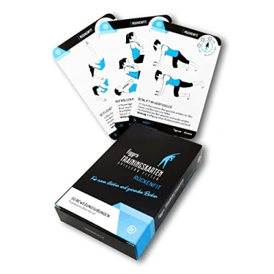 Afbeelding van figgrs® Rugsnede, 57 trainingskaarten met 50 fitnessoefeningen voor een sterke en gezonde rug, rugtraining zonder apparaat, rugschool thuis, van beginners tot professionals