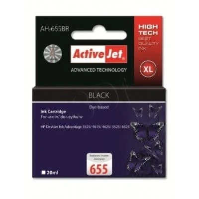 Afbeelding van Activejet AH 655BR inkt (vervanging voor HP 655 CZ109AE; Premium; 20 ml; zwart)