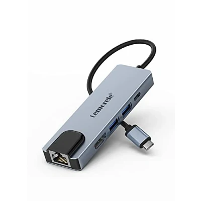 Image de Lemorele Hub usb c avec Ethernet, Adaptateur 5 en 1, Multiport Adapter 4K HDMI, Ethernet LAN RJ45, 2 3.0, PD 100W, Dock pour MacBook Pro/Air, ChromeBook, Switch, etc
