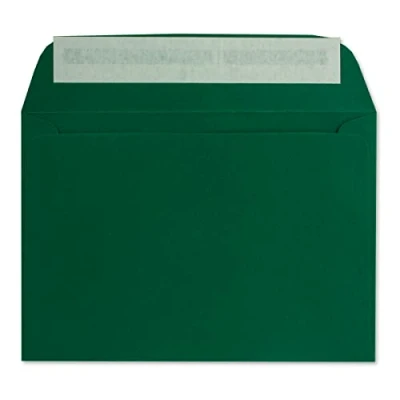 Afbeelding van 50 enveloppen DIN C6, donkergroen, 11,4 x 16,2 cm, 90 g, standaard plaklijm voor doop en uitnodigingen van je Glüxx Agent