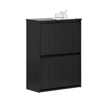 Afbeelding van SoBuy schoenenkast entree met 2 kleppen, 1 verstelbare scheidingswand voor kleine ingang, hal, zwart, LPH 61 x 26 101 cm FSR165 SCH
