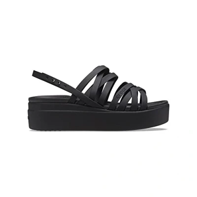 Afbeelding van Crocs Brooklyn Strappy Sandalen met plateauzool, Dames, Maat: 39.5, Black Kunststof