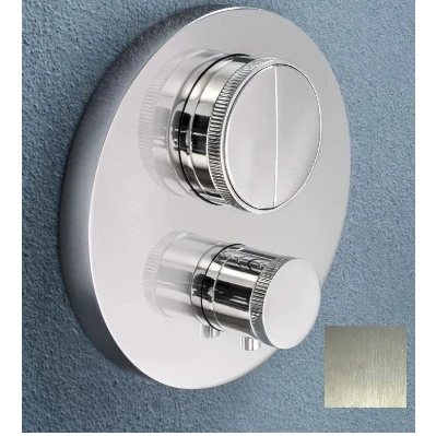 Afbeelding van SB Push Round Inbouw thermostaatkraan met drukknop omsteller en volumeregelaar RVS 1208955060