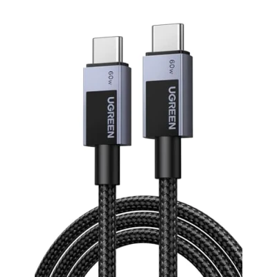 Afbeelding van UGREEN USB C kabel, 60 W, PD, snel opladen, nylon, gevlochten, compatibel met iPhone 16 Plus Pro Max 15 Galaxy S24 Ultra S23 A55 A35 Pixel 9 8 iPad Air MacBook PS5 Controller (0,5 m)