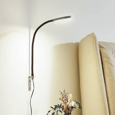 Afbeelding van Lindby LED leeslamp Flexola, nikkel, rond, metaal, stekker