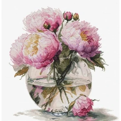 Afbeelding van Luca S Bouquet of Peonies borduren (pakket) B7028