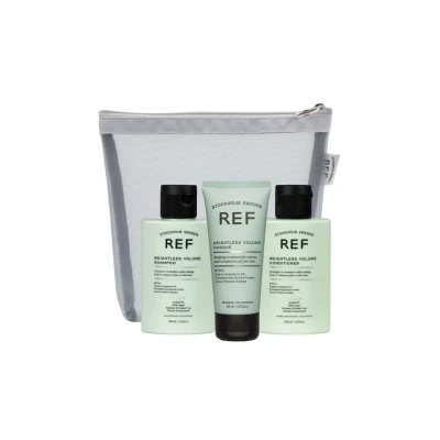 Afbeelding van REF Stockholm Travelbag Weightless Volume Futloos haar Zomerpakket Vakantiepakket Reisverpakkingen Shampoo Conditioner Haarmasker