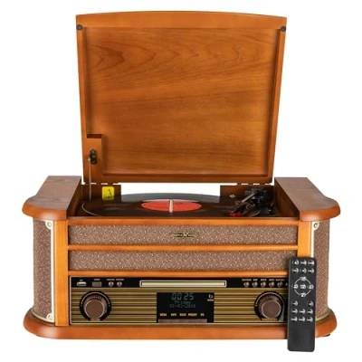 Afbeelding van Reflexion HIF2002DAB Retro stereoset DAB+, FM, CD, Cassette, Platenspeler, Bluetooth, USB Behuizing van echt hout, Opnamefunctie, Incl. afstandsbediening 2 x
