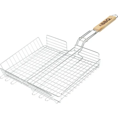 Afbeelding van BBQ grillrooster Gardalux (Vierkant, Metaal, Houten handvat)