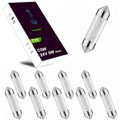 Afbeelding van LIGHTWORLD24 10 stuks 24 V 5 W C5 SV8,5 45 mm kentekenplaatverlichting reservelampen vrachtwagen binnenbus