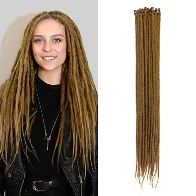 Afbeelding van 50 cm, 20 strengen/set, fijne synthetische dreadlocks, 0,6 zacht gehaakt haar, eenzijdige reggae, hiphop, hippie stijl, lichtbruin