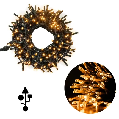 Afbeelding van Cheqo® USB Kerstboomverlichting Kerstlampjes LED Verlichting Kerstverlichting 240 Warm Wit