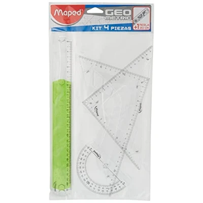 Image de Maped 227835 Kit tracé 4+1, règle de 30 cm, carbon, équerre, convoyeur et 20 couleurs assorties