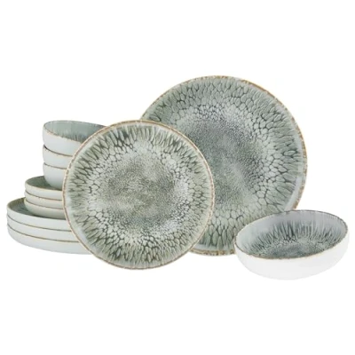 Afbeelding van CreaTable, 21622 Serie Uno Volcano set van 12 borden aardewerk, vaatwasser en magnetronbestendig, gemaakt in Portugal