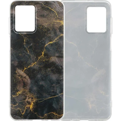 Afbeelding van iMoshion hoesje Geschikt voor Motorola Moto G54 Siliconen Design Meerkleurig / Black Marble
