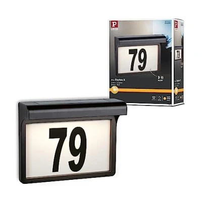 Image de Paulmann Dayton II Solar LED Extérieur Applique Murale w/Numbers IP44 Black