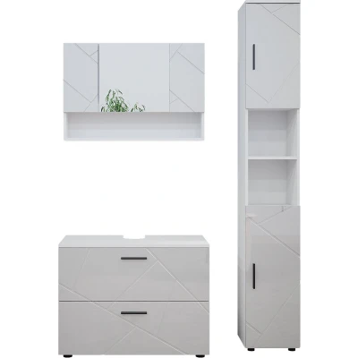 Afbeelding van Vicco Badkamermeubel set Irma, Wit Hoogglans, 3 delen, met onderkast 80 cm