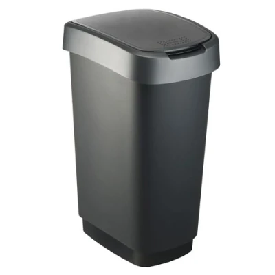 Image de Rotho 7545008 twist poubelle polypropylène noir/anthracite 40,10 x 29,8 60,2 cm