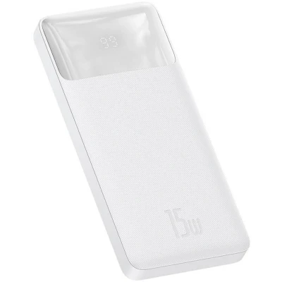 Afbeelding van Baseus Bipow 10.000 mAh Powerbank Reisformaat Met Display Wit 15W USB C &amp; A Geschikt voor Samsung, iPhone en smartphones