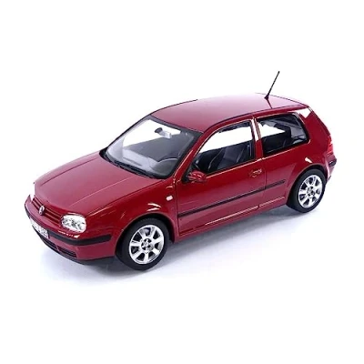 Afbeelding van De 1:18 Diecast Modelauto van Volkswagen Golf IV uit 2002 in rood. fabrikant het schaalmodel is Norev. Dit model alleen online verkrijgbaar.
