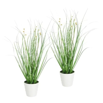 Afbeelding van Flair Flower 2 stuks kunstgras struiken in pot met rijst gras bloemen lente decoratie 30cm
