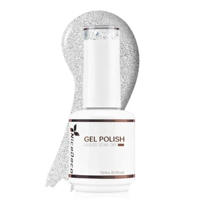 Afbeelding van Nicedeco Nagellak, 15 ml, zilvergel met glitter, soak gel, nail polish, off, manicure, pedicure, professioneel, gebruik in salon en thuis, houdt lang eenvoudig aan te brengen, 007