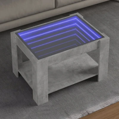 Afbeelding van Salontafel met LED 73x53x45 cm bewerkt hout betongrijs
