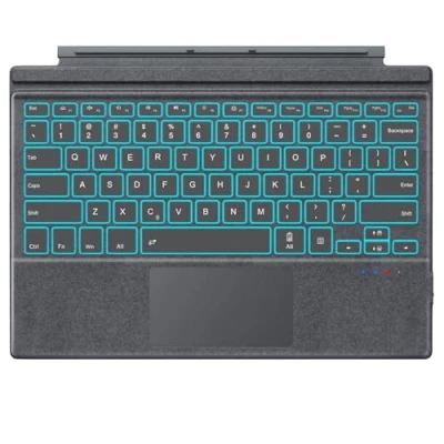 Afbeelding van MoKo Type hoes toetsenbord compatibel met Microsoft Surface Pro 7 Plus/Pro 7/6/5/4/3, QWERTY lay out Bluetooth kleuren led achtergrondverlichting en trackpad ingebouwde accu, grijs