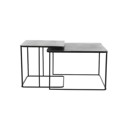 Afbeelding van Light &amp; Living Bijzettafel LEBU Ø62x41cm Grijs Set van 2