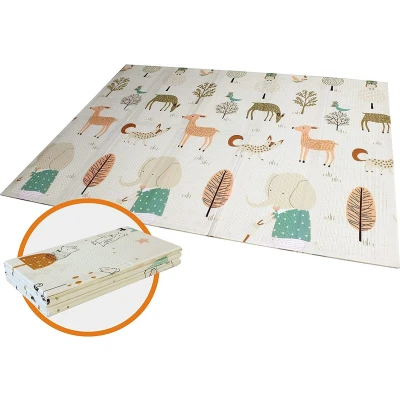 Afbeelding van Speelmat, babytapijt, speelkleed, opvouwbare kruipmat, niet giftig, XPE schuim, antislip, aan beide zijden draagbaar, waterdicht, voor binnen en buiten, kleine kinderen, kleurrijk (150 x 197 1 cm)
