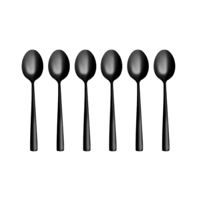 Afbeelding van Otto Koning Set van 6 kleine dessertlepels, koffielepels, zwart, roestvrij staal, elegant design, vaatwasmachinebestendig, 15,3 cm, gemakkelijk te reinigen, goede prijs kwaliteitverhouding