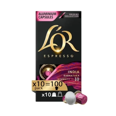 Afbeelding van L&#039;Or Espresso India Karnataka koffiecapsules 100 aluminium capsules Intensiteit 10 Compatibel met originele Nespresso®* machines dozen van