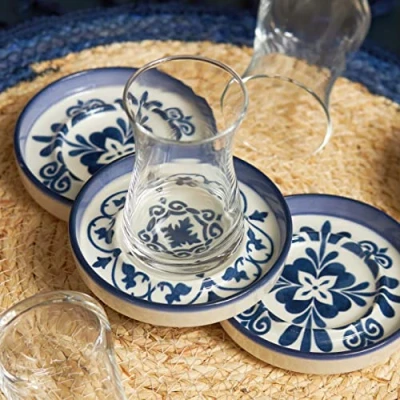 Afbeelding van Karaca Zeher Blauw 12 delig theeservies voor 6 personen