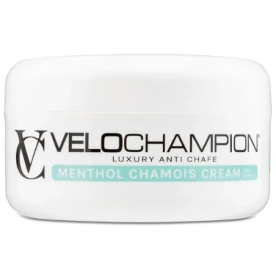 Image de VeloChampion Crème Anti Frottement de Luxe pour Cyclisme et Course à Pied Chamois Mentholée Réduit la Friction sur Selle, Cuisses Pieds (Crème Menthol 150 ml, ml)