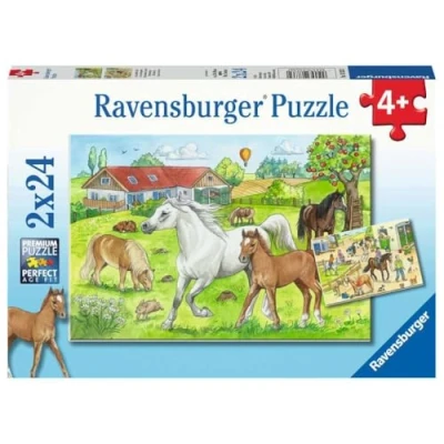Afbeelding van Ravensburger puzzel Op de manege 2x24 stukjes kinderpuzzel
