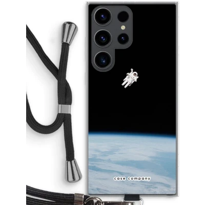 Afbeelding van Case Company® hoesje met Koord geschikt voor Samsung Galaxy S23 Ultra Alone in Space Telefoonhoesje Zwart Bescherming aan alle Kanten en Over de Schermrand
