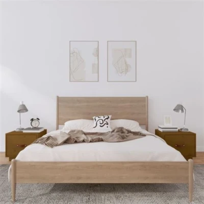 Afbeelding van Nachtkastjes 2 st 40x34x55 cm massief grenenhout honingbruin