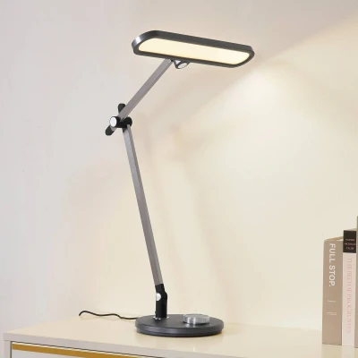 Afbeelding van Lindby LED tafellamp Elvir, grijs, aluminium, hoogte 53cm, CCT