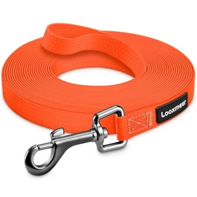 Afbeelding van Lus voor honden, 3 m, 5 7 10 15 20 25 30 met rubberen bekleding kleine, middelgrote en grote trainingslijnen, neonoranje