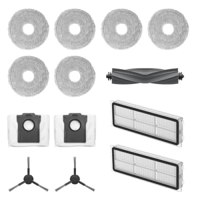 Afbeelding van dreame L10s Plus robotaccessoireset bevat 6 x bezem (3 paar), 2 filters, zijborstels, stofopvangzakken, 1 hoofdborstel, originele accessoires