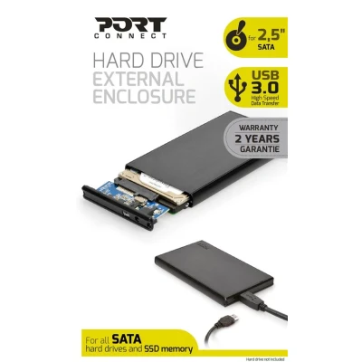 Image de Boîtier pour Disque Dur Externe HDD 2.5&quot; Port Designs Noir