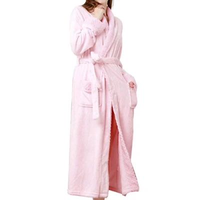 Afbeelding van Kinloy Lange en comfortabele badjas van zacht comfortabel fleece voor dames, Roze