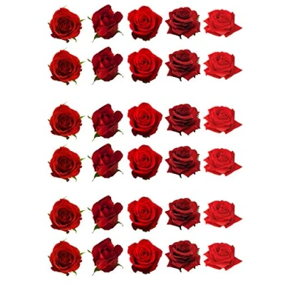 Afbeelding van Top That 30 stuks rode rozen eetbaar papier taartdecoraties