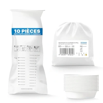 Afbeelding van ARNOMED Laagdichtheid polyethyleen spuugzakken, 10 stuks, waterdichte spuugzakken met lekvrije ring, 2000 ml, braakselzakken voor reizen en misselijkheid, braakselzakken, kinderen