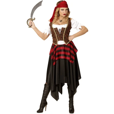 Afbeelding van Widmann Piraat &amp; Viking Kostuum Hijs De Vlag Pirate Vrouw Rood Small Carnavalskleding Verkleedkleding