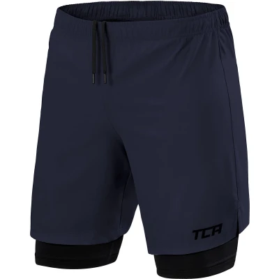 Afbeelding van Ultra 2 in 1 Short met Zak Rits voor Heren Marineblauw/Zwart