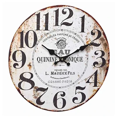 Afbeelding van TFA Dostmann 60.3045.10 Quinine Tonic Wandklok, analoog, vintage, roesteffect, houtvezel, MDF, wit, zwart, 337 x 41 mm (l b h)
