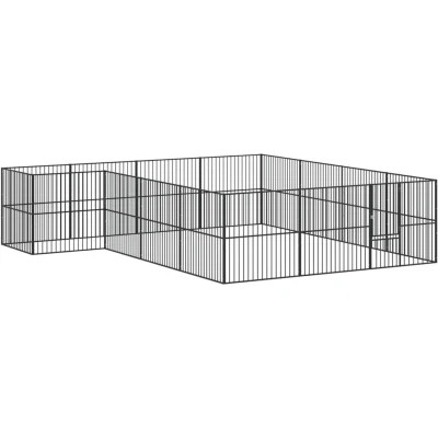 Afbeelding van vidaXL Hondenkennel 16 panelen gepoedercoat staal zwart